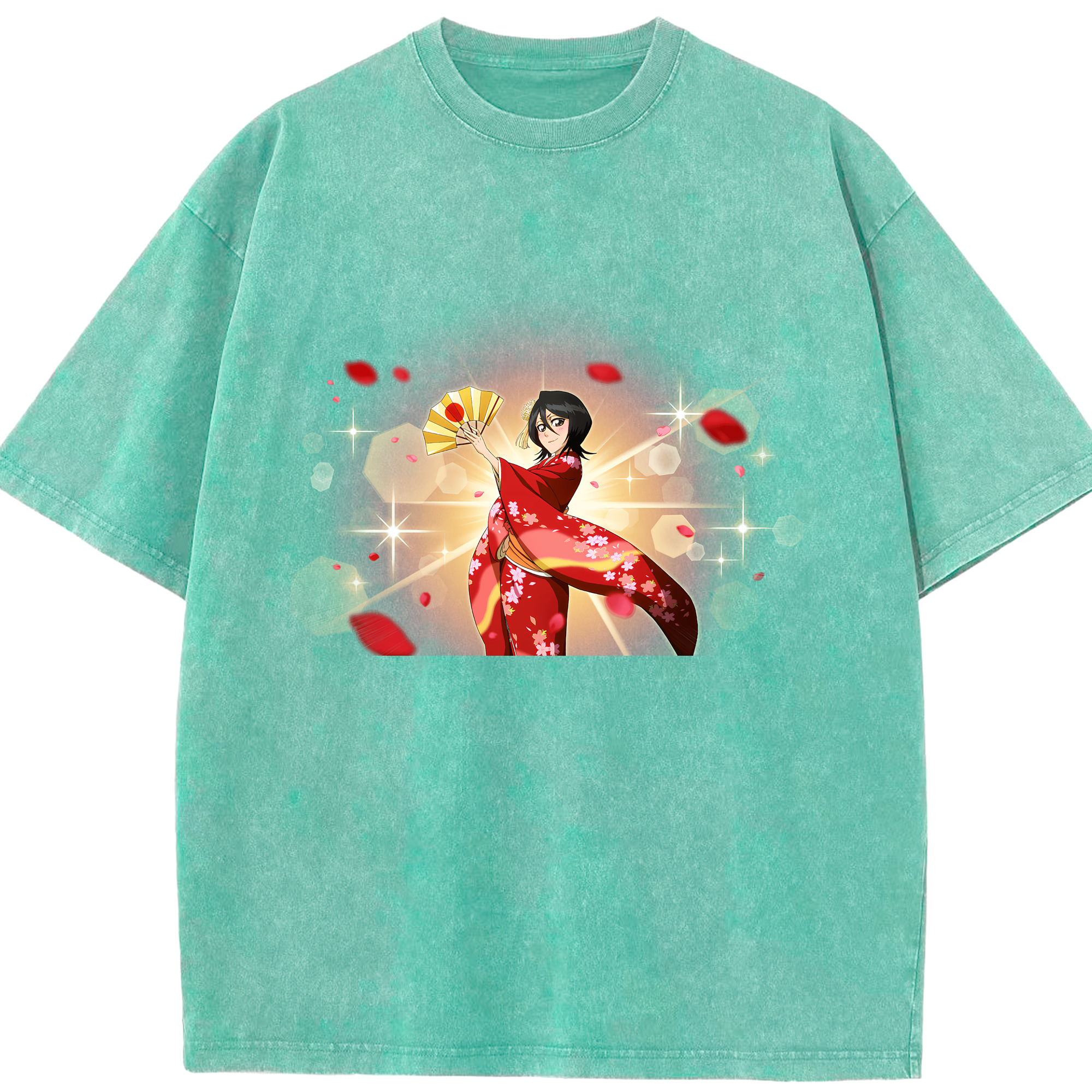 （画像用） ブリーチ 朽木ルキア BLEACH Kuchiki Rukia 綿100% ヴィンテージ風 半袖Tシャツ（フロントプリント）
